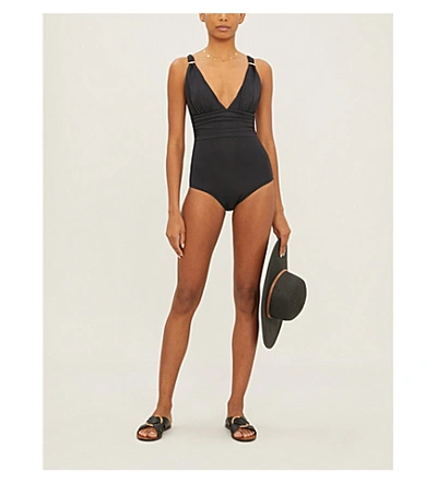 Shop Melissa Odabash Panarea V-neck One-piece Swimsuit In Black