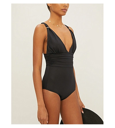 Shop Melissa Odabash Panarea V-neck One-piece Swimsuit In Black