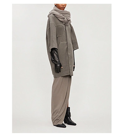 Shop Rick Owens V-neck Oversized Cashmere Coat In Dust