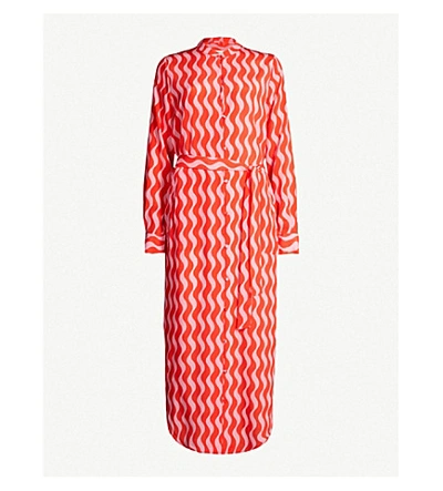 Shop Yolke Lauren Silk-blend Dress In Crimson Wave