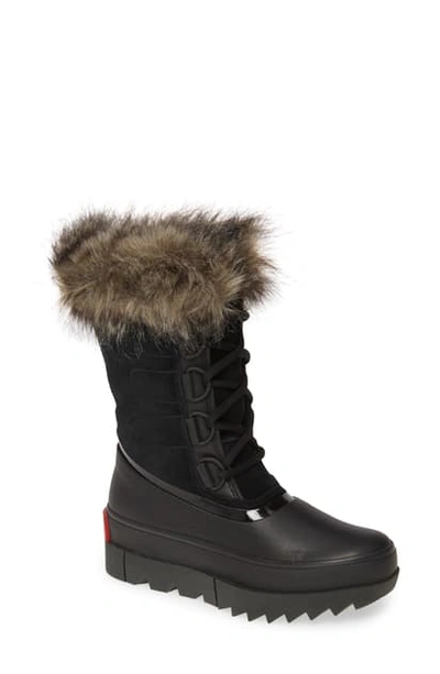 Shop Sorel Joan Of Arctic Next Faux Fur Waterproof Snow Boot In Black Leather