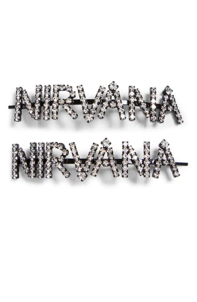 Shop Ashley Williams Nirvana Set Of 2 Crystal Hair Pins In Clear