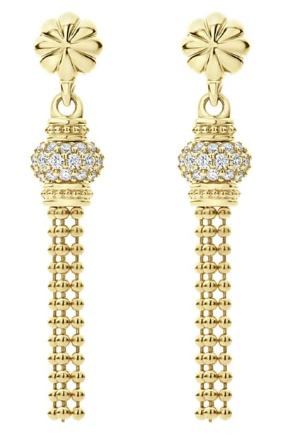 Shop Lagos Caviar Gold Diamond Tassel Earrings In Gold/ Diamond