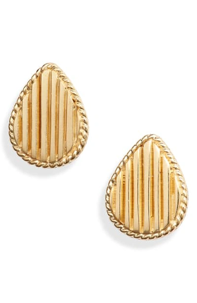 Shop Anna Beck Ribbed Teardrop Stud Earrings In Gold