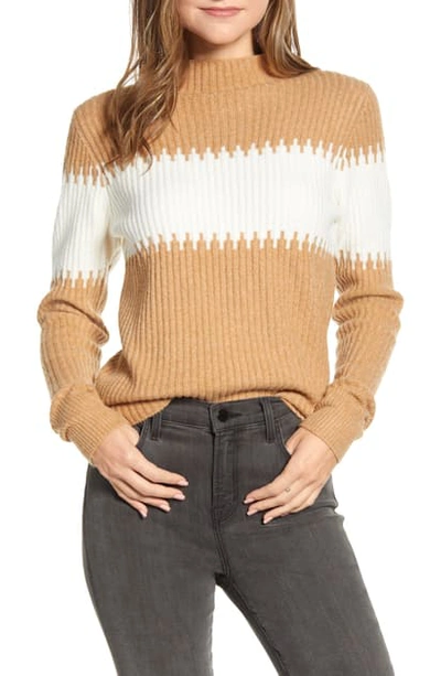 Shop French Connection Sophia Stripe Rib Sweater In Mid Grey Mel-white