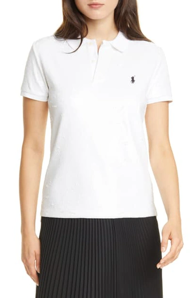 Shop Polo Ralph Lauren Sequin Polo Shirt In White