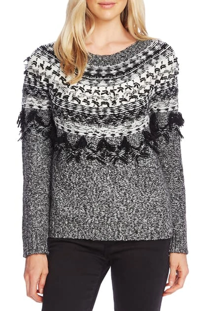 Shop Vince Camuto Fairisle Crewneck Pullover In Rich Black