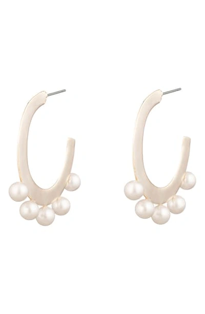 Shop Alexis Bittar Imitation Pearl Sheet Hoop Earrings In Gold