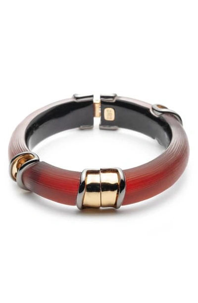 Shop Alexis Bittar Two-tone Sectioned Hinge Bracelet In Wine Red