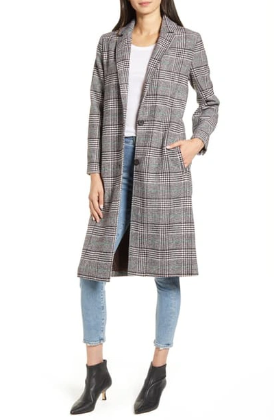 Shop Cupcakes And Cashmere Oxford Long Check Coat In Espresso