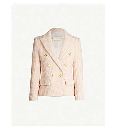 Shop Alexandre Vauthier Double-breasted Wool-blend Tweed Blazer In Powder