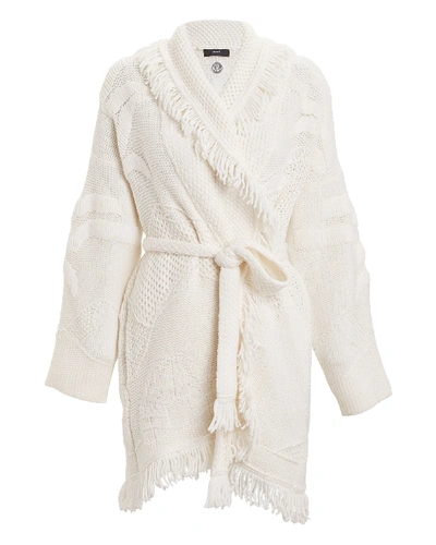 Shop Alanui Polar View Virgin Wool Cardigan In White