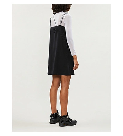 Shop Calvin Klein Branded-straps Stretch-jersey Slip Mini Dress In Black
