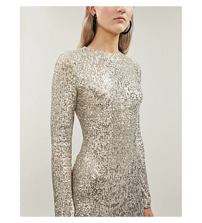 Shop Galvan Dusk Sequinned Mini Dress In Platinum
