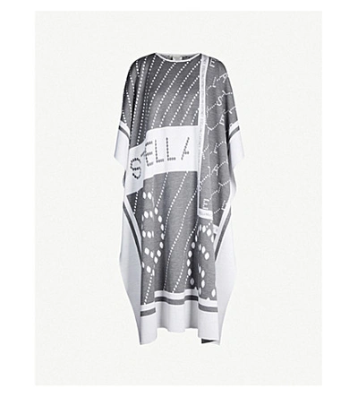 Shop Stella Mccartney Logo-print Stretch-wool Cape In Grey Melange