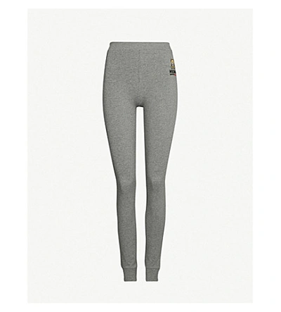 Shop Moschino Underbear Logo-embroidered Stretch-cotton Leggings In Medium Grey Melange