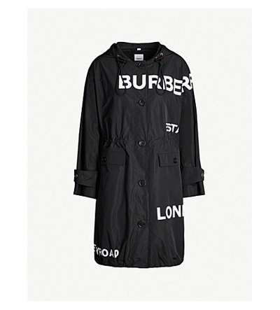 Shop Burberry Horseferry Logo-print Shell Hooded Parka Jacket In Black
