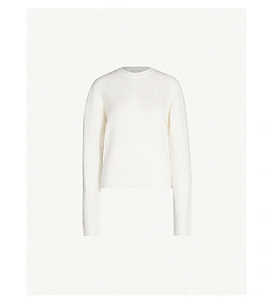 Shop Bottega Veneta Relaxed-fit Round-neck Brushed Wool Jumper In Off White