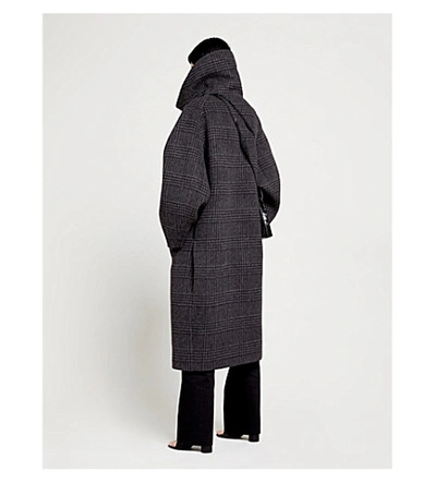 Shop Balenciaga Incognito Checked Wool-blend Coat In Anthracite