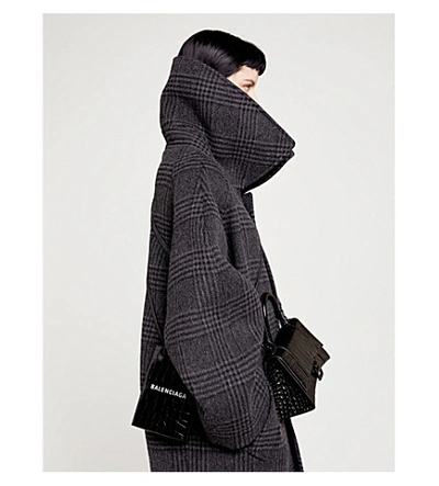 Shop Balenciaga Incognito Checked Wool-blend Coat In Anthracite