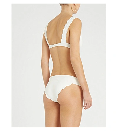 Shop Marysia Santa Clara Scalloped Triangle Bikini Top In Coconut