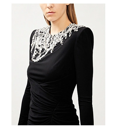 Shop Alexander Mcqueen Crystal-embellished Crepe Gown In Black
