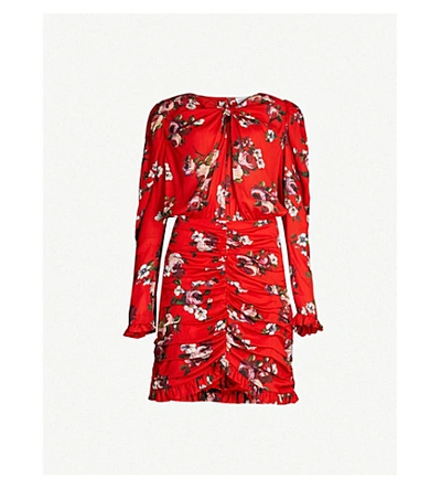 Shop Magda Butrym Barletta Floral-print Silk-crepe Mini Dress In Red