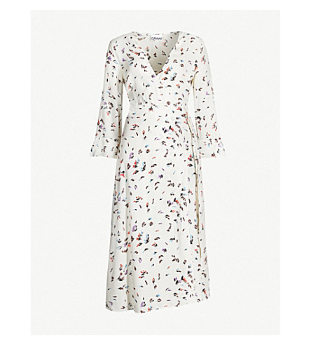 ganni wrap dress egret