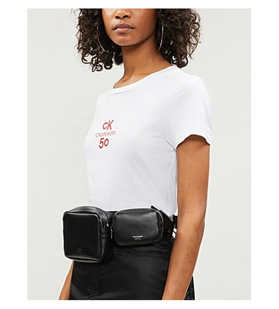 Shop Calvin Klein Logo-print Cotton-jersey T-shirt In White