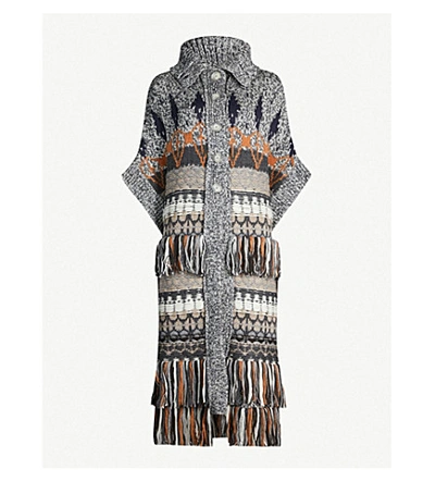 Shop Stella Mccartney Fair Isle Wool-blend Cardigan In Grey