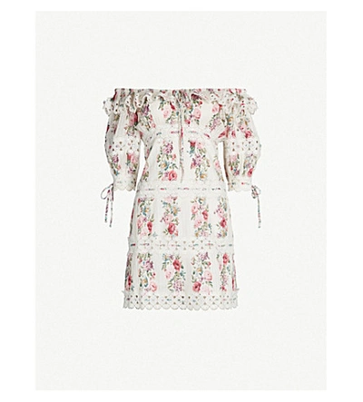 Shop Zimmermann Honour Pintuck Panel Cotton Dress In Cream Floral