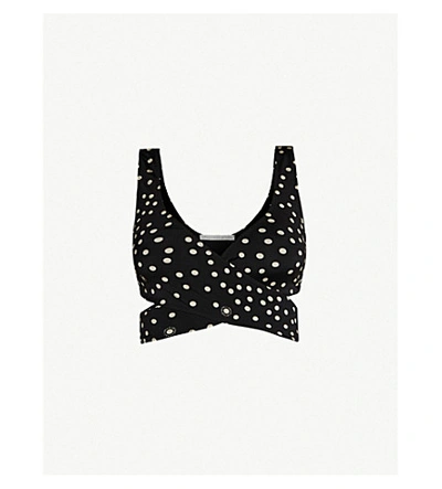 Shop Stella Mccartney Polka-dot Bikini Top In 008 Black Cream