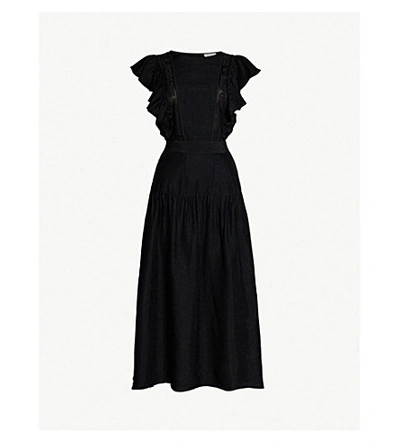 Shop Sandro Fit-and-flare Crepe Dress In Black