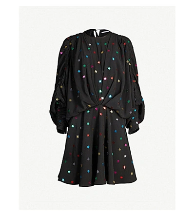 Shop Attico Star Sequin-embellished Crepe Mini Dress In Black Mutli