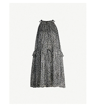 Shop Stella Mccartney Polka-dot Sleeveless Silk-blend Mini Dress In Black
