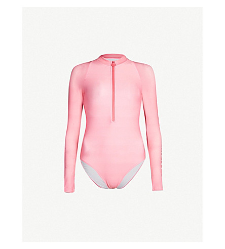 pink long sleeve swimsuit