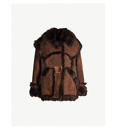 Shop Acne Studios Lavinia Trimmed Shearling Coat In Brown/dark Brown