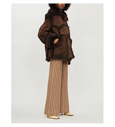 Shop Acne Studios Lavinia Trimmed Shearling Coat In Brown/dark Brown