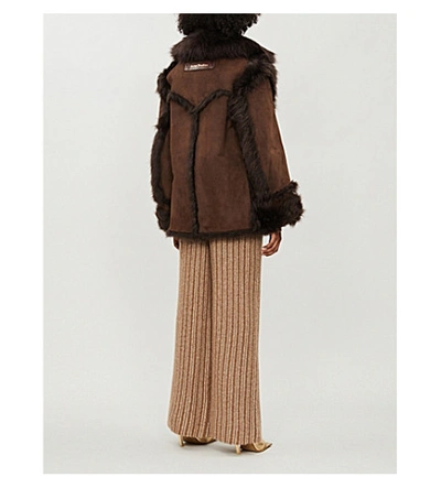 Shop Acne Studios Lavinia Trimmed Shearling Coat In Brown/dark Brown