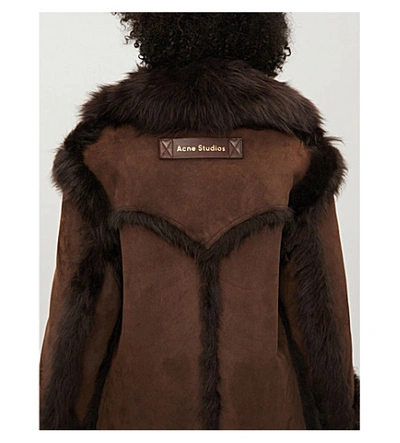 Shop Acne Studios Lavinia Trimmed Shearling Coat In Brown/dark Brown