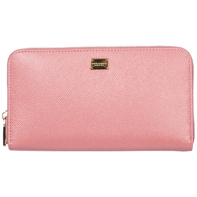 Shop Dolce & Gabbana Wallet Genuine Leather Coin Case Holder Purse Card In Rosa
