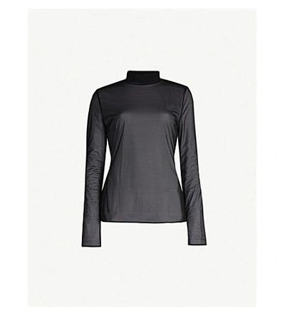 Shop Wolford Turtleneck Stretch-mesh Top In Black