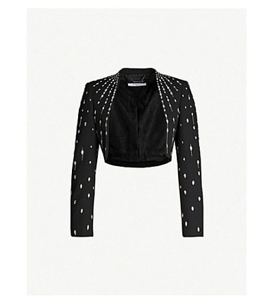 Women's Crystal Embellished Cropped Bolero Jacket In Black