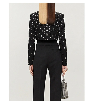 Shop Givenchy Crystal-embellished Cropped Wool Jacket In Black