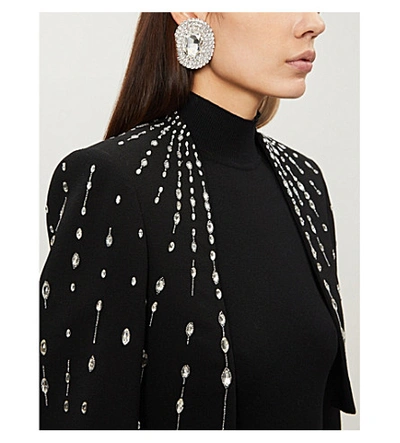 Shop Givenchy Crystal-embellished Cropped Wool Jacket In Black