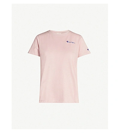 Shop Champion Logo-print Cotton Jersey T-shirt In Plmv