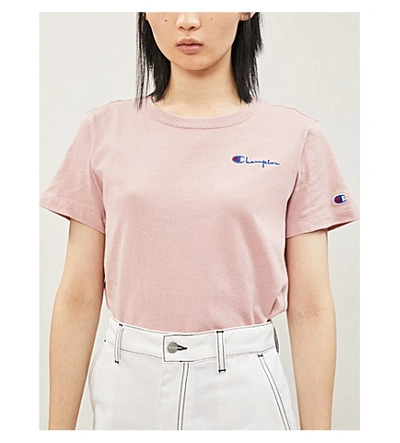 Shop Champion Logo-print Cotton Jersey T-shirt In Plmv