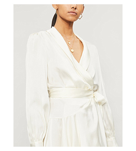 ivory silk wrap dress