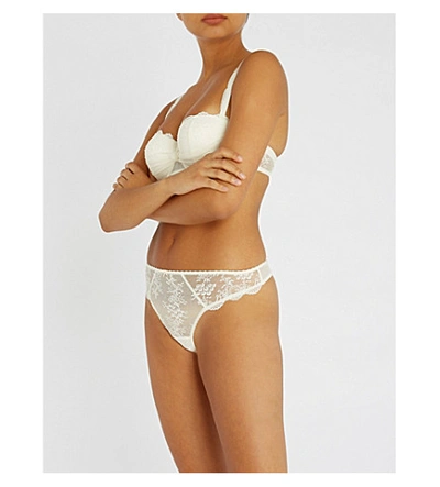 Shop Aubade L'amour Lace Mid-rise Briefs In Nacre