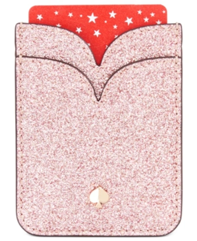 Shop Kate Spade Glitter Double Sticker Pocket In Rose Gold/gold